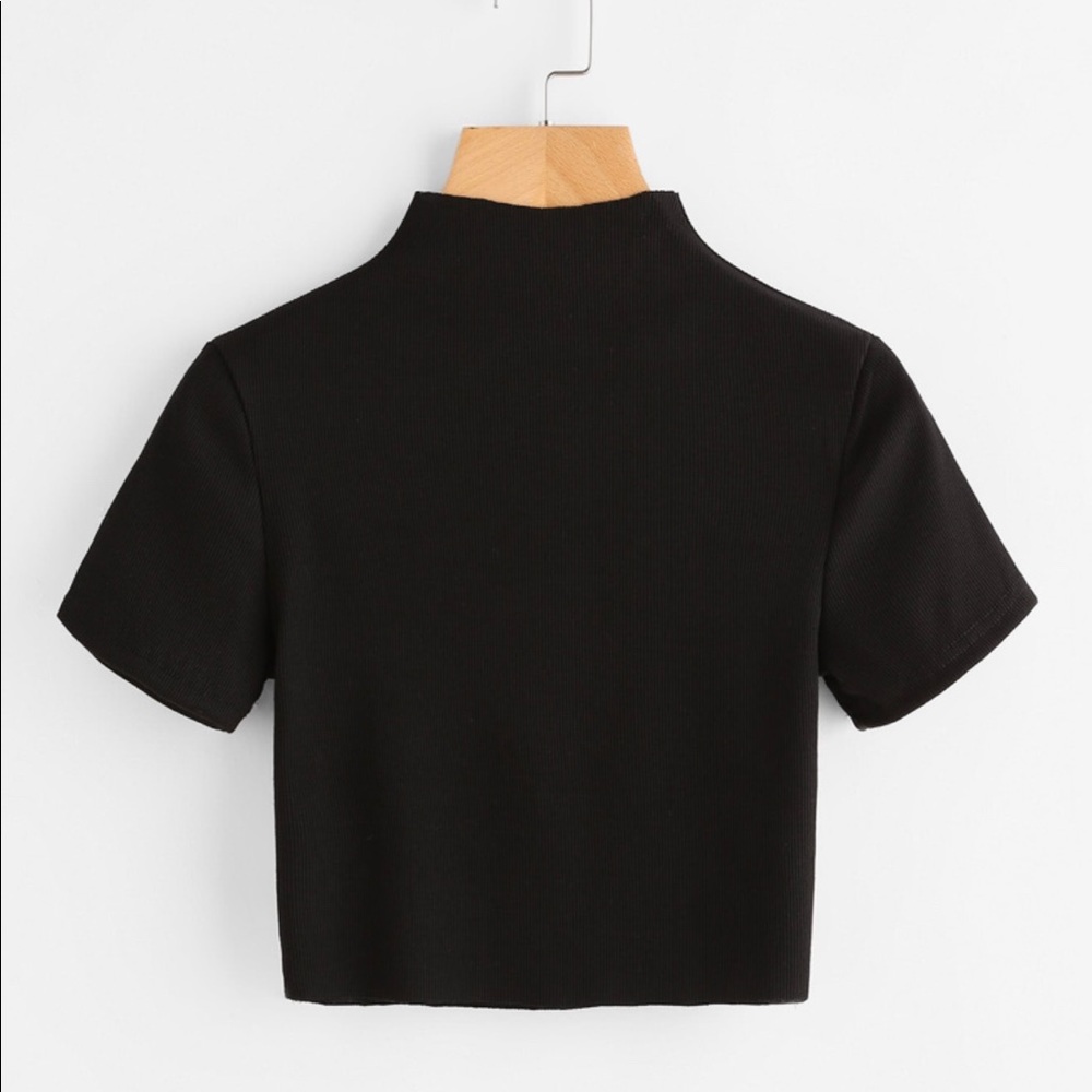 Black ribbed high neck top